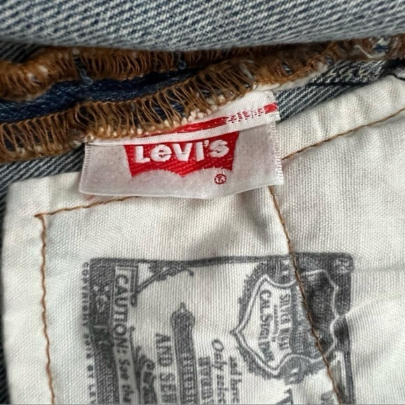 B1 -- NWT blue LEVI'S women's cut off straight leg button fly denim shorts w32 - Picture 8 of 8